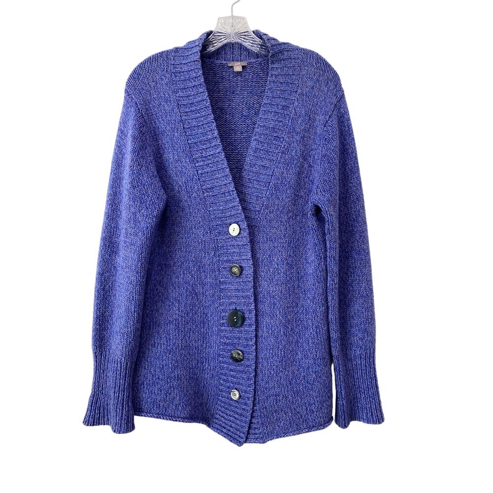 J. Jill Longline Button Front Cardigan Sweater Sz M Long Sleeve Cozy Luxury Blue